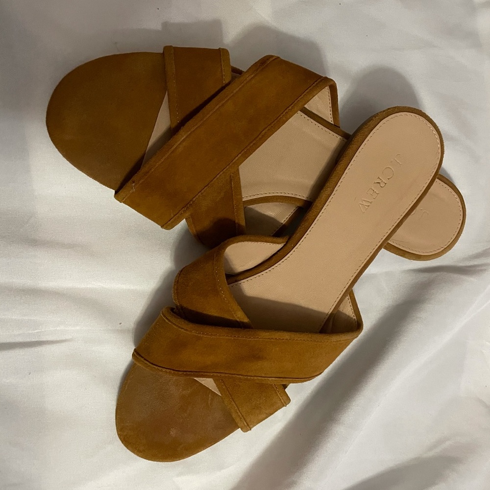 J Crew Tan Suede Slides